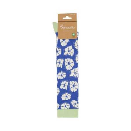 Chaussettes hautes "VANILLA" motif fleuri, 90% coton bio