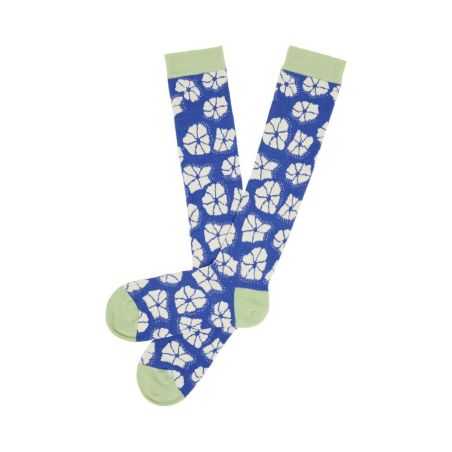 Chaussettes hautes "VANILLA" motif fleuri, 90% coton bio