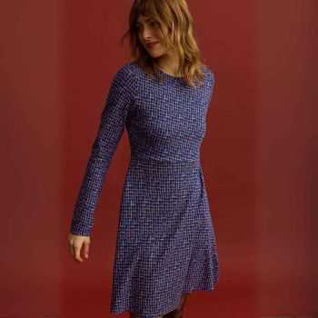 Robe manches longues à motifs géométriques, coton bio
