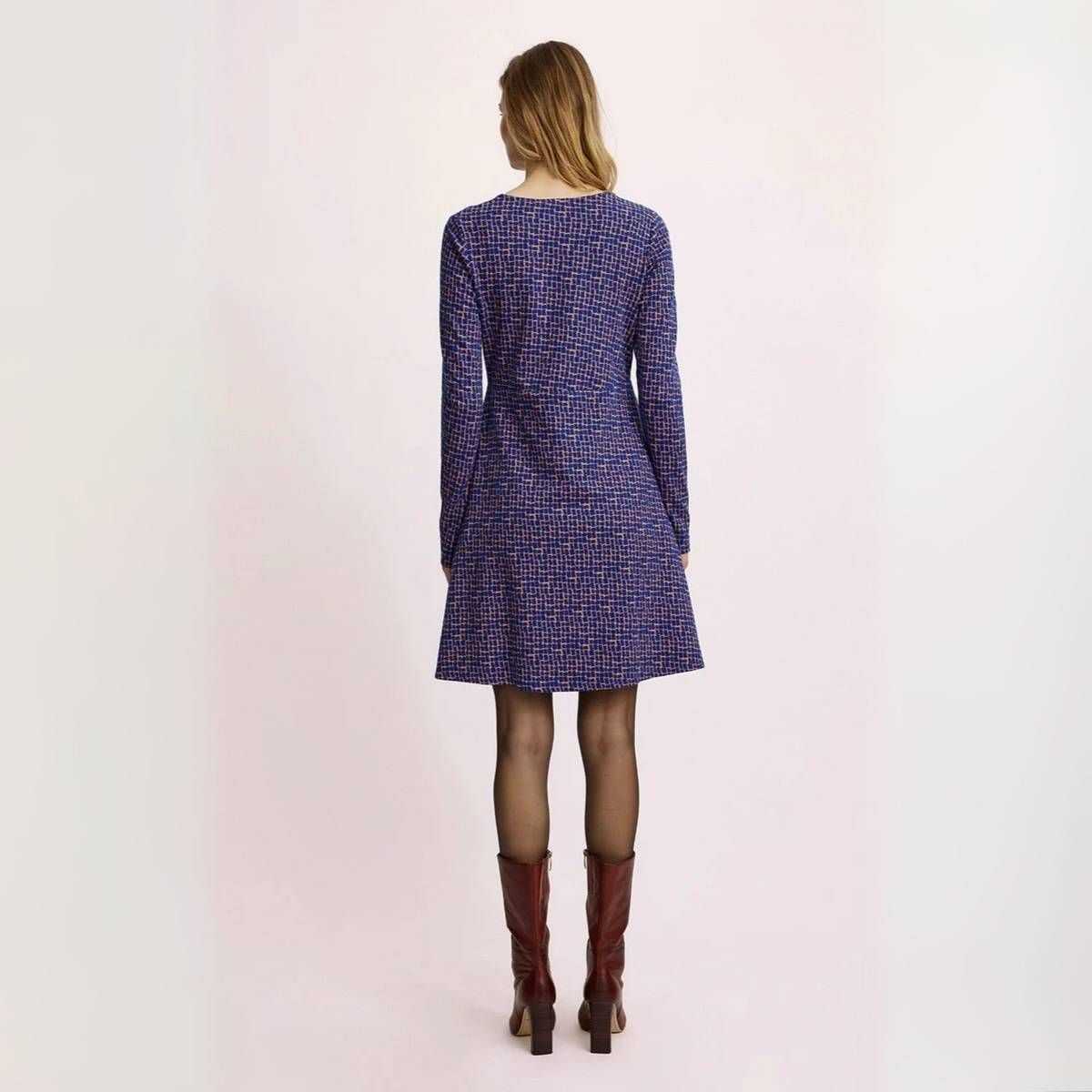 Robe manches longues à motifs géométriques, coton bio