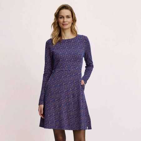 Robe manches longues à motifs géométriques, coton bio