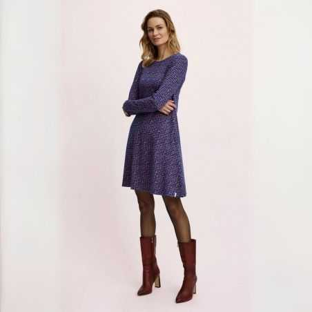 Robe manches longues à motifs géométriques, coton bio