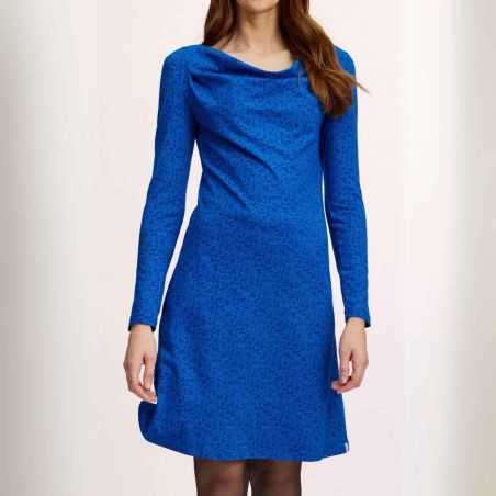 Robe avec col bénitier à manches longues, coton bio