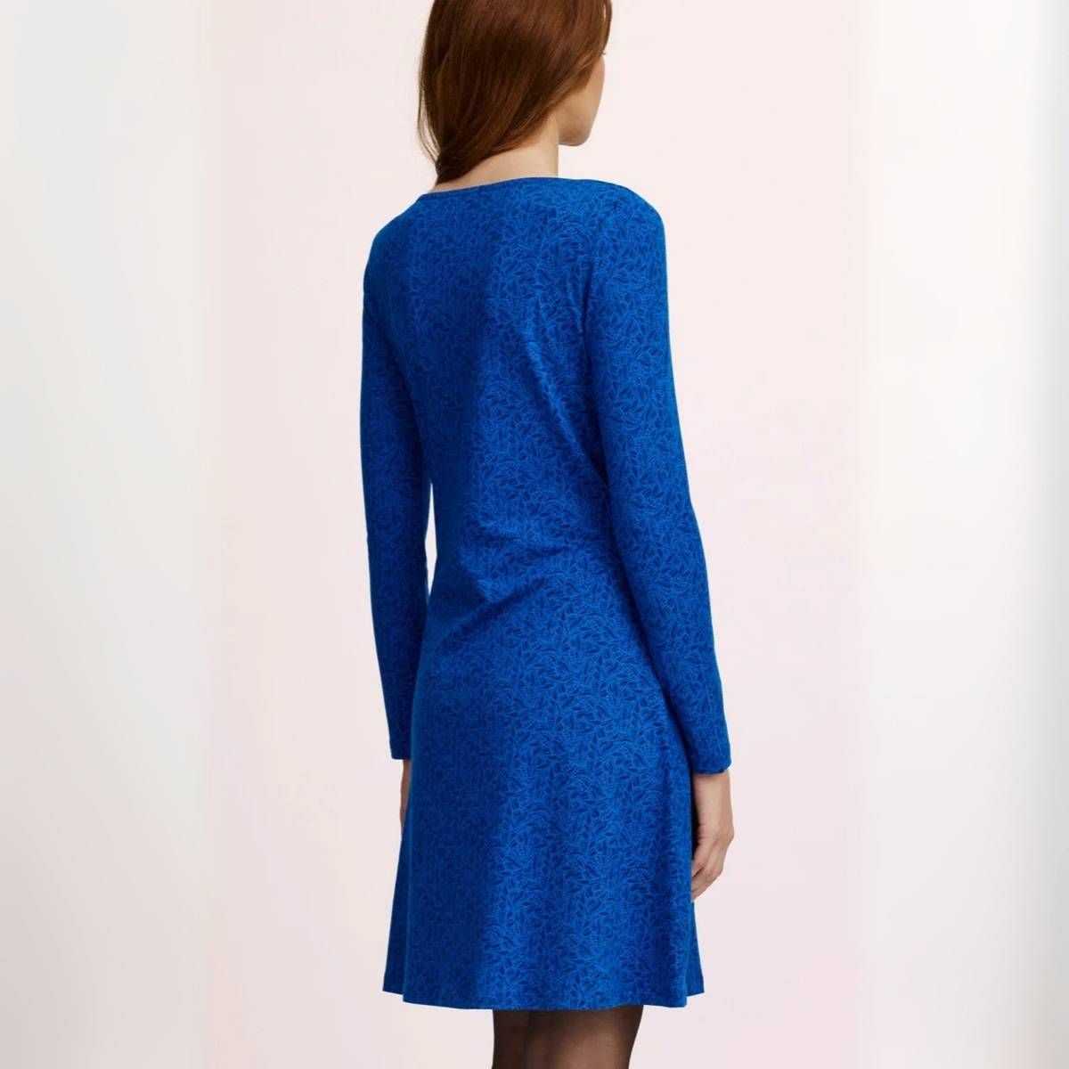 Robe avec col bénitier à manches longues, coton bio