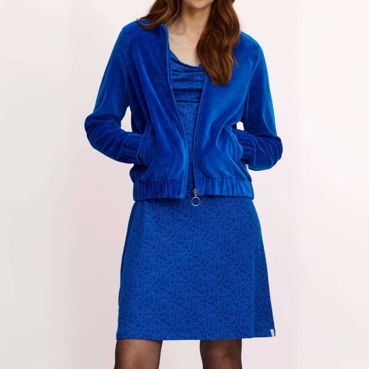 Robe avec col bénitier à manches longues, coton bio