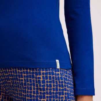 Haut uni avec col drapé XXL à manches longues, coton bio