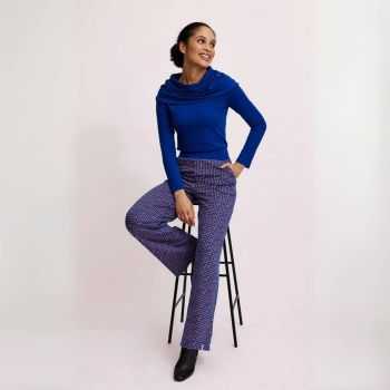 Haut uni avec col drapé XXL à manches longues, coton bio