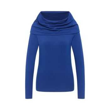 Haut uni avec col drapé XXL à manches longues, coton bio