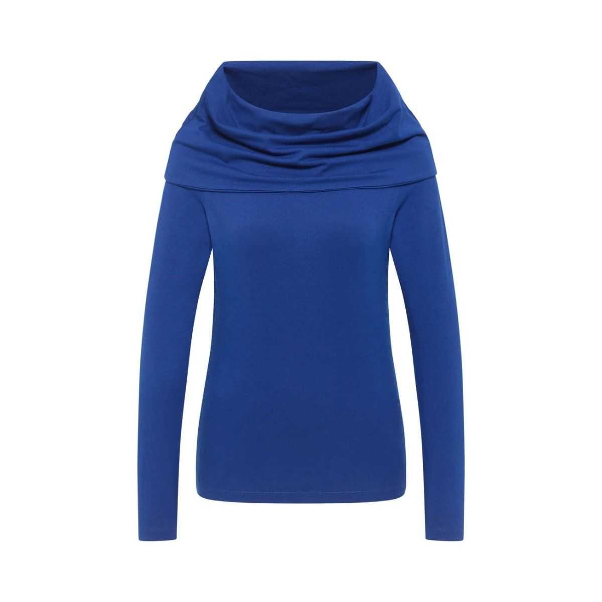 Haut uni avec col drapé XXL à manches longues, coton bio