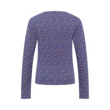 Haut chemisier imprimé rétro avec col fendu à manches longues, coton bio