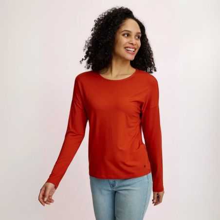 T-shirt à manches longues col rond avec épaules tombantes, EcoVero™