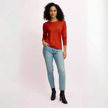 T-shirt à manches longues col rond avec épaules tombantes, EcoVero™