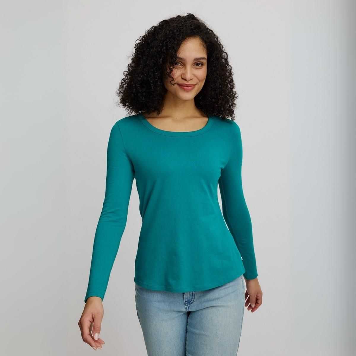 T-shirt à manches longues en jersey doux, coton bio