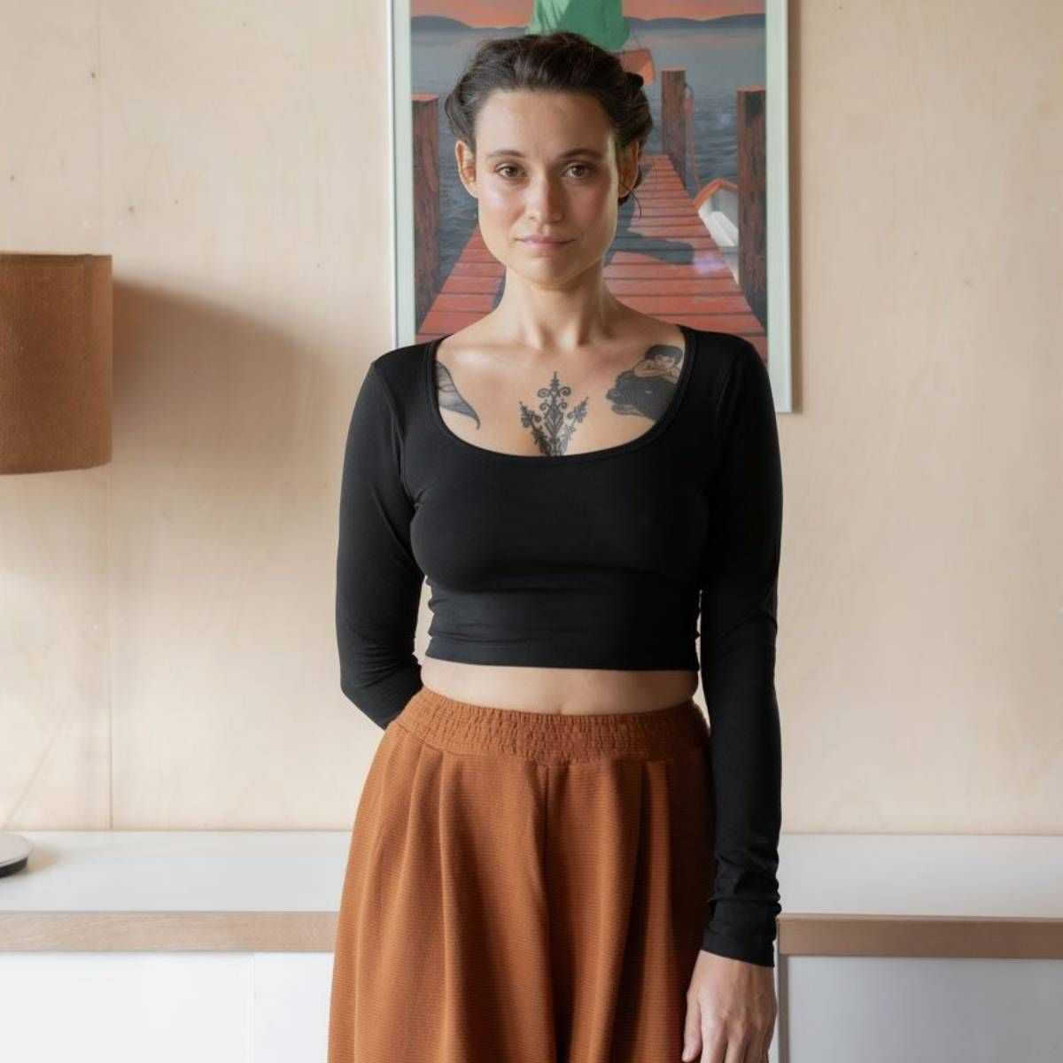 Crop top manches longues "JOYA", coton bio Muùne