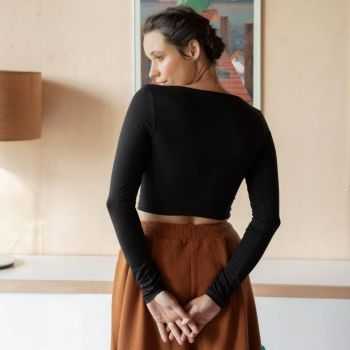 Crop top manches longues "JOYA", coton bio Muùne