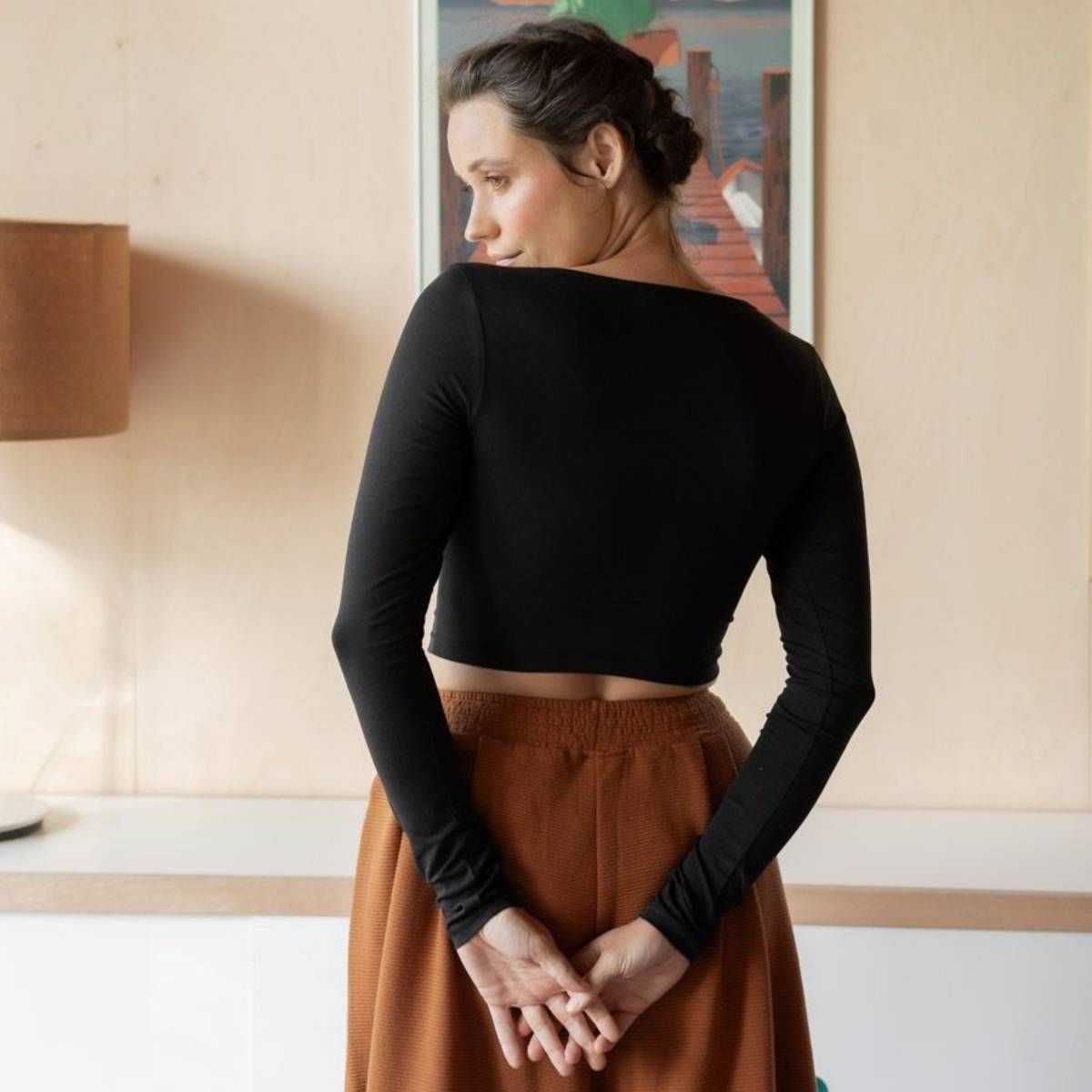 Crop top manches longues "JOYA", coton bio Muùne