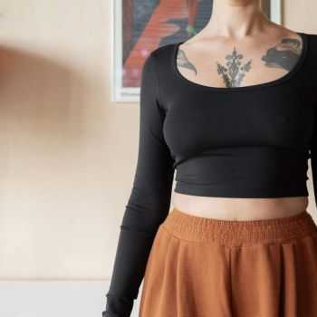 Crop top manches longues "JOYA", coton bio Muùne