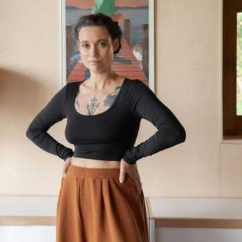 Crop top manches longues "JOYA", coton bio Muùne