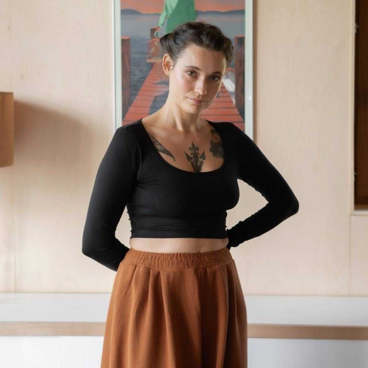 Crop top manches longues "JOYA", coton bio Muùne