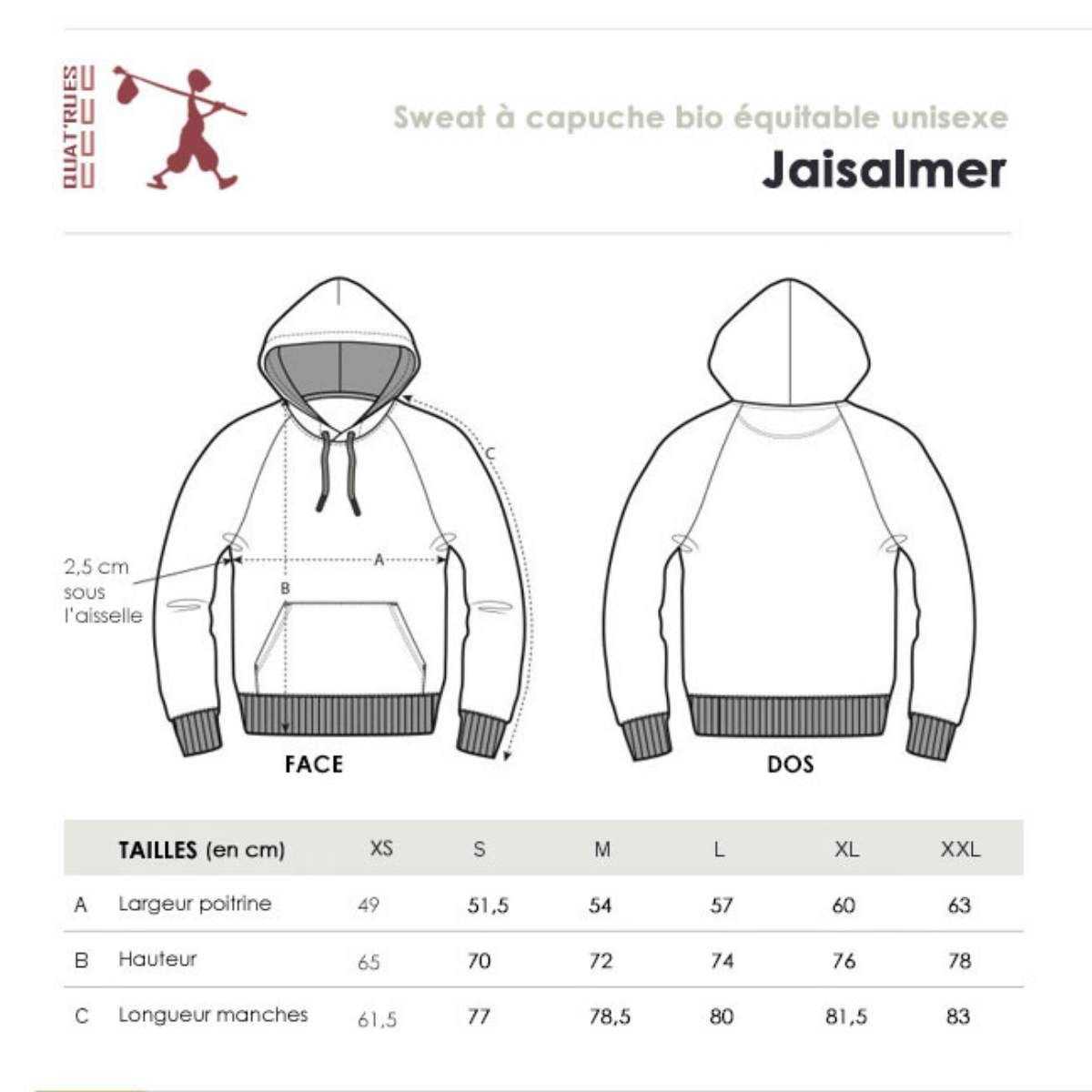 Sweat "POUSSE" à capuche, 100% coton bio