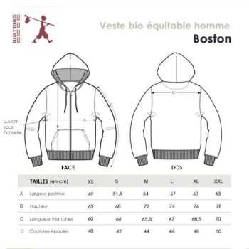 Sweat zippé "POUSSE" à capuche, 100% coton bio