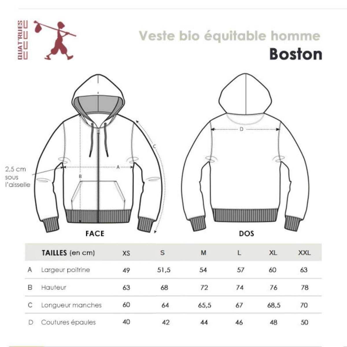 Sweat zippé "POUSSE" à capuche, 100% coton bio