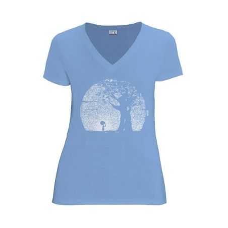 T-shirt "POUSSE" col V, coupe féminine - 100% Coton bio