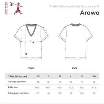 T-shirt "POUSSE" col V, coupe féminine - 100% Coton bio