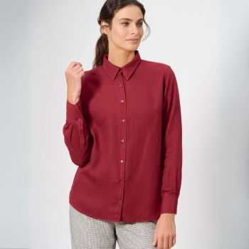 Chemisier tissé col montant, Chanvre et Coton bio