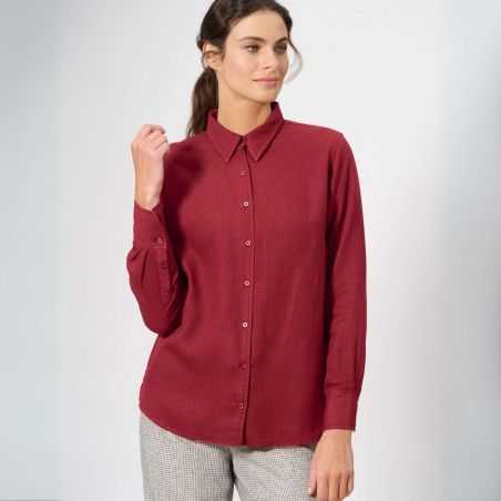 Chemisier tissé col montant, Chanvre et Coton bio