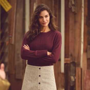 Jupe tissée à carreaux, faux boutons - Chanvre et Coton bio