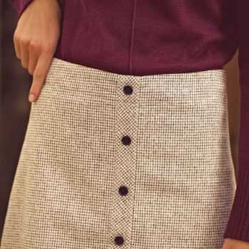 Jupe tissée à carreaux, faux boutons - Chanvre et Coton bio