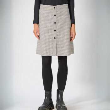 Jupe tissée à carreaux, faux boutons, Chanvre et Coton bio