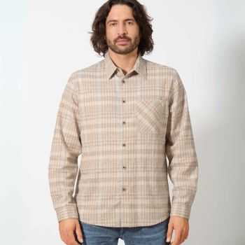 Chemise à carreaux tissée, manches longues - Chanvre et coton bio