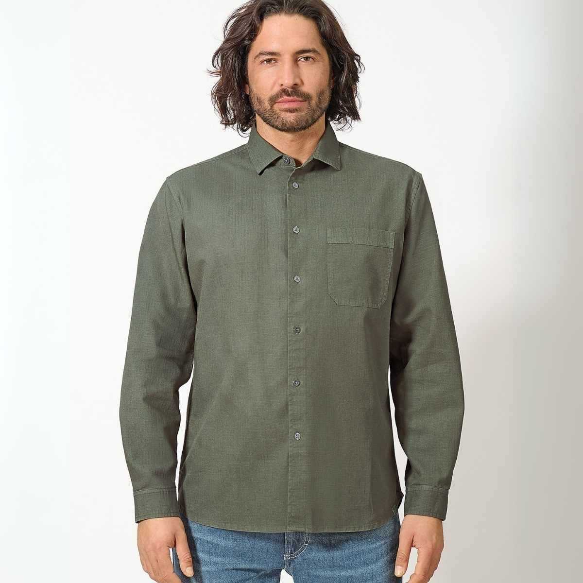 Chemise tissée à manches longues, avec poche - Chanvre et coton bio