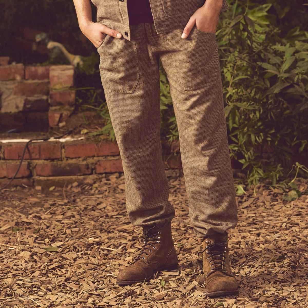 Pantalon texturé pied-de-poule - Chanvre et coton bio