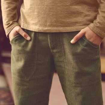 Pantalon texturé pied-de-poule - Chanvre et coton bio