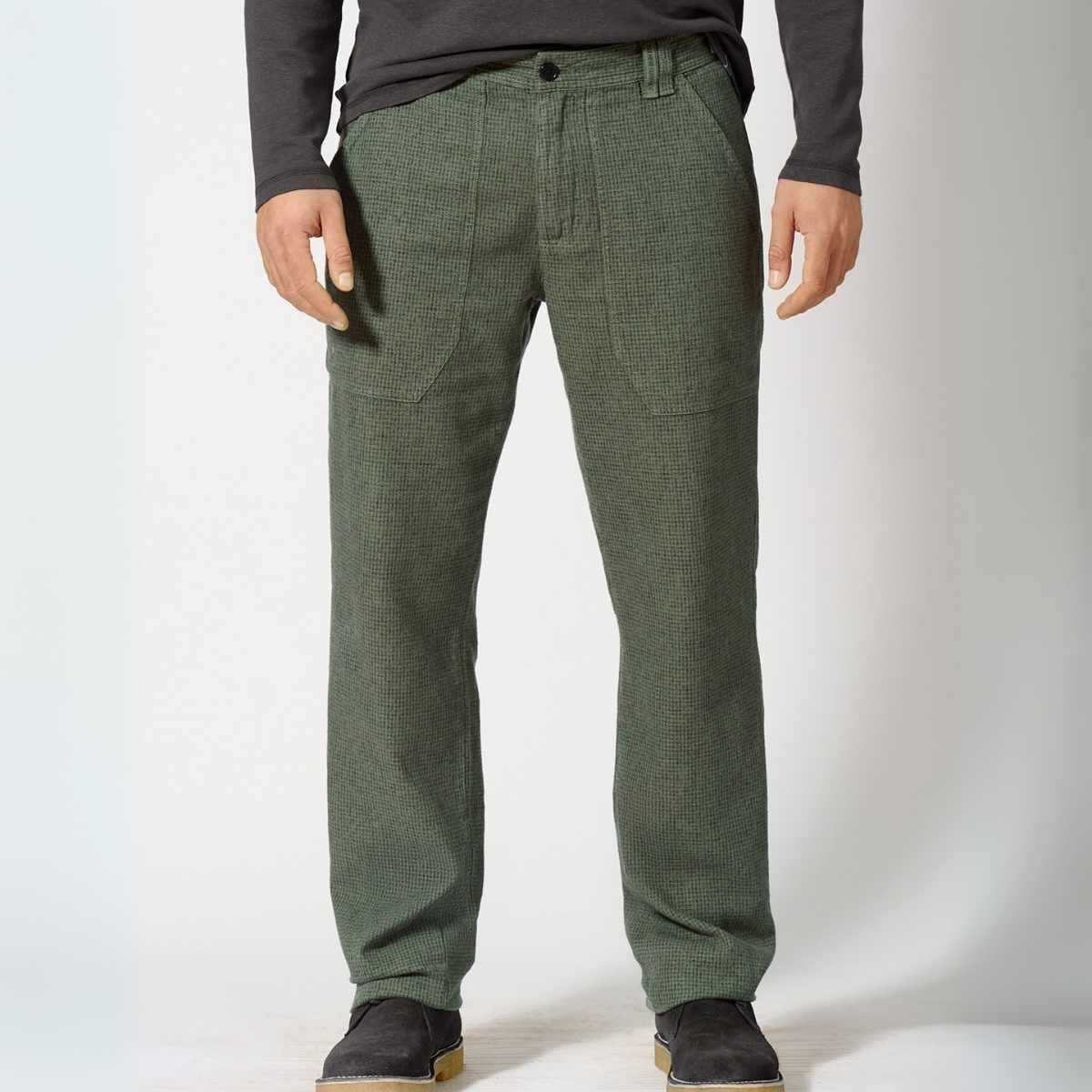 Pantalon texturé pied-de-poule - Chanvre et coton bio