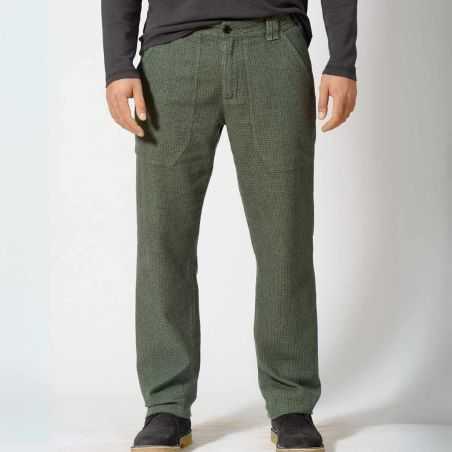 Pantalon texturé pied-de-poule - Chanvre et coton bio
