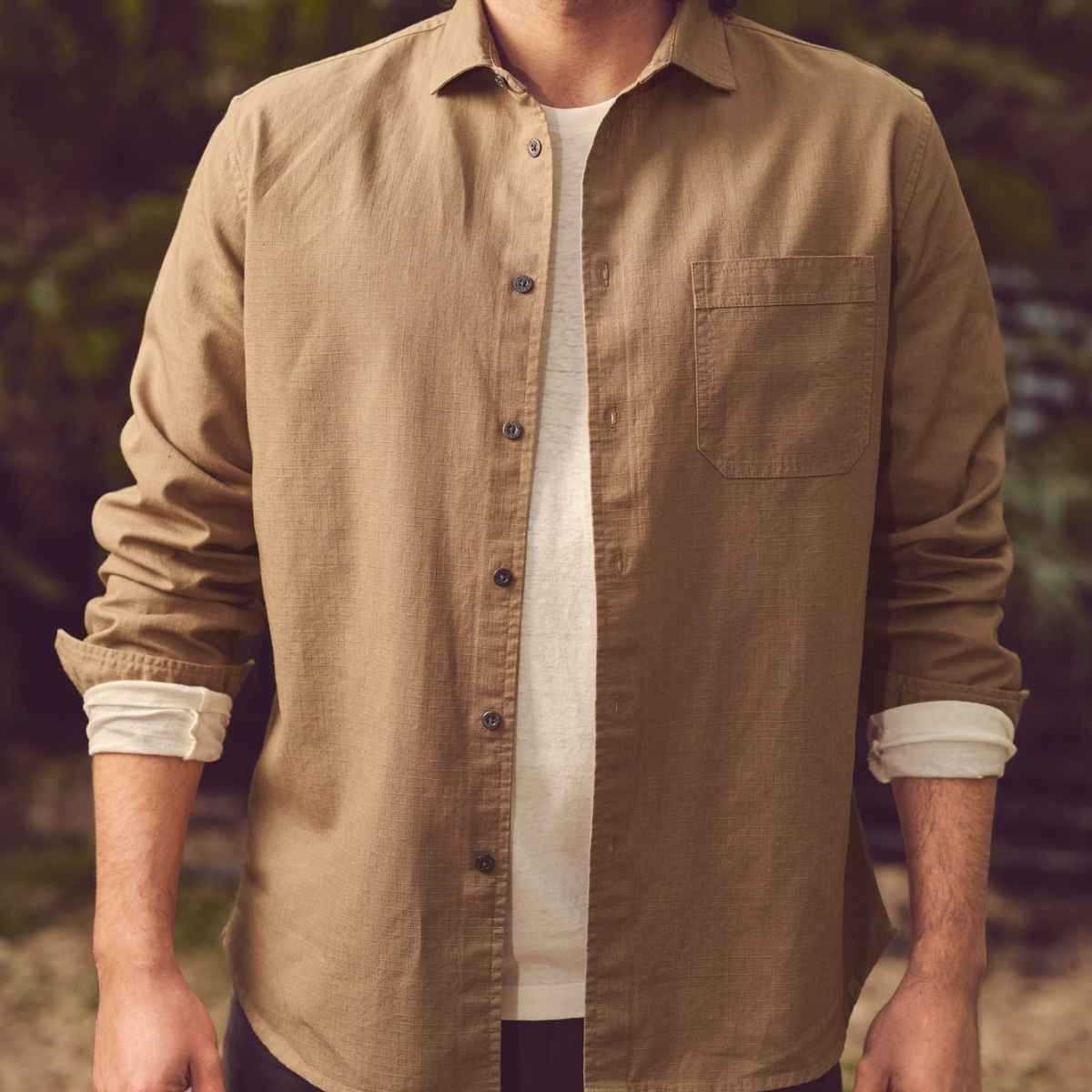 Chemise tissée à manches longues, avec poche - Chanvre et coton bio