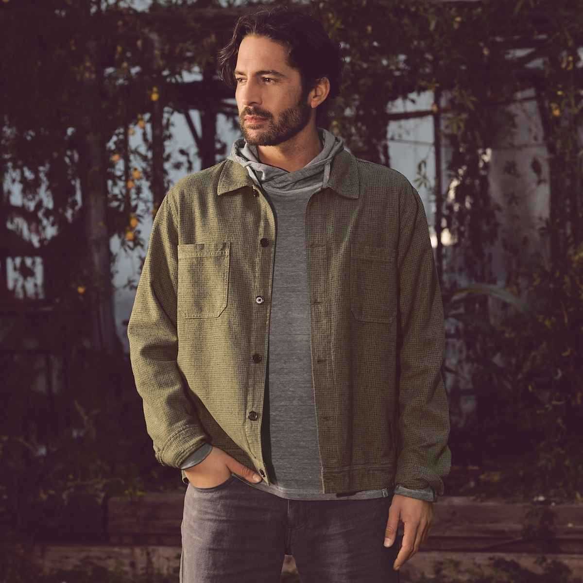 Chemise texturée pied-de-poule, manches longues - Chanvre et coton bio