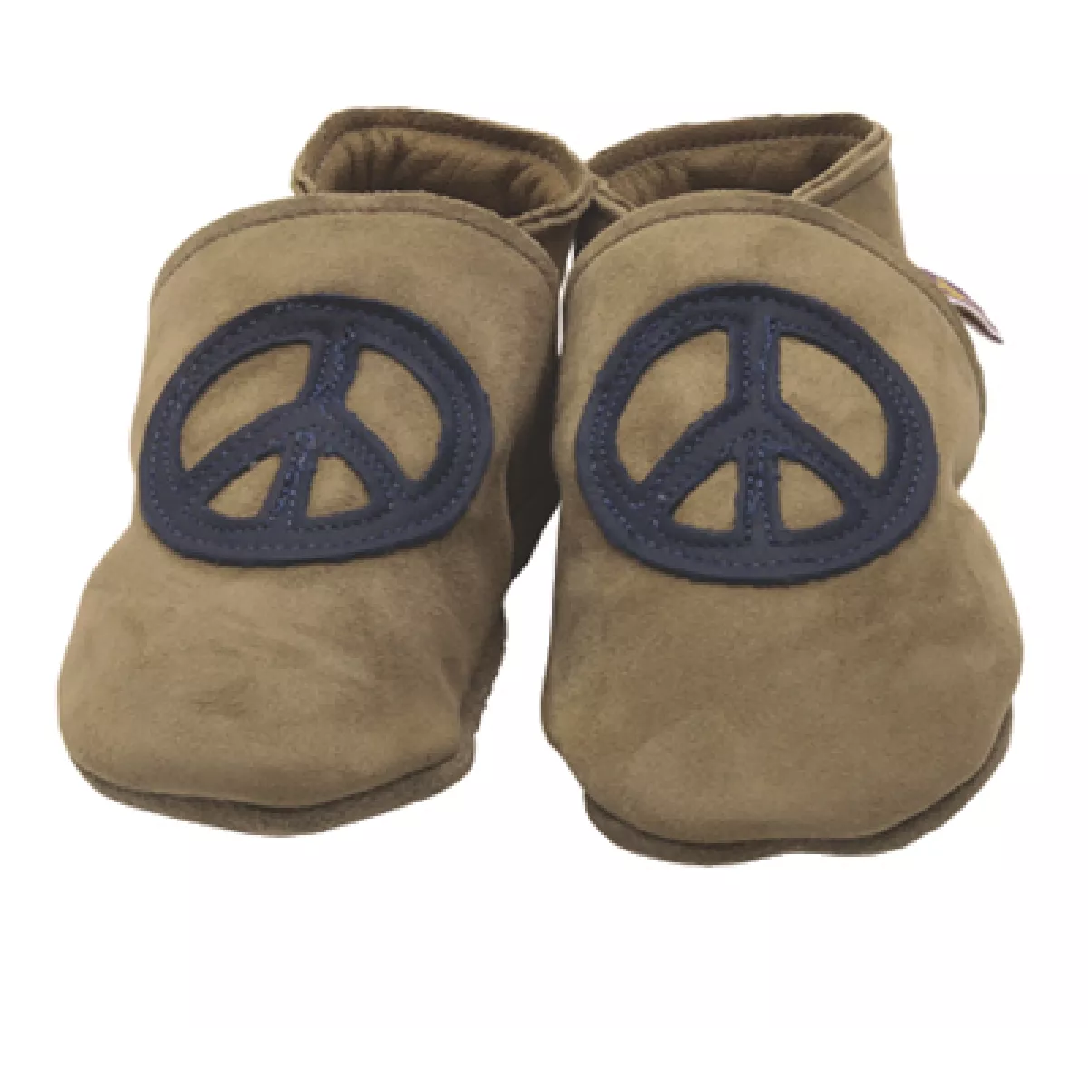 Chaussons cuir souple sable Peace and love