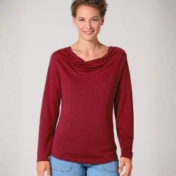 Haut Manches Longues Col Drapé Femme - Chanvre et Lyocell de chanvre