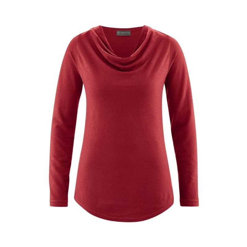 Haut Manches Longues Col Drapé Femme - Chanvre et Lyocell de chanvre