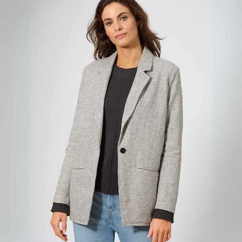 Blazer Oversize Pied-de-Poule - Chanvre et Coton Bio