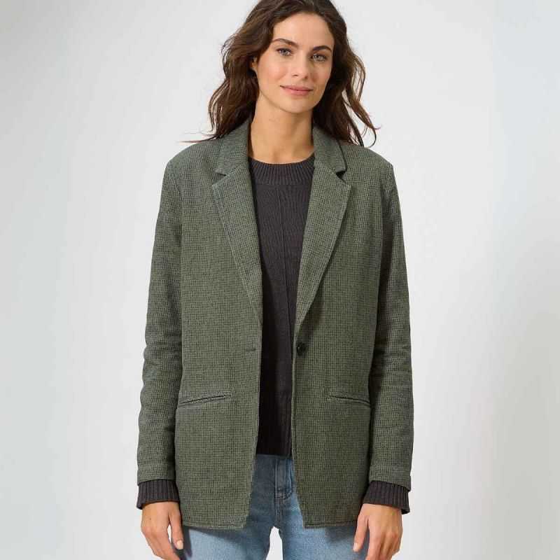 Blazer Oversize Pied-de-Poule - Chanvre et Coton Bio