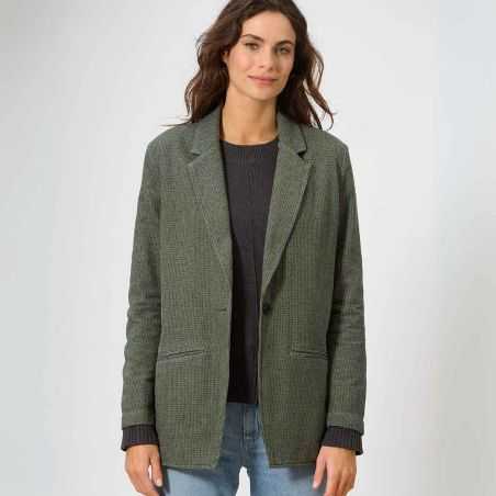 Blazer Oversize Pied-de-Poule - Chanvre et Coton Bio