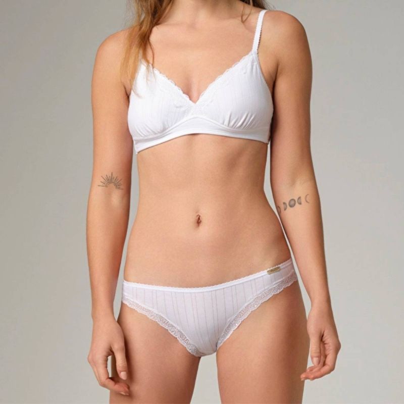 Mini-culotte à rayures satinées avec dentelles - 92% coton bio - GOTS, Fairtrade