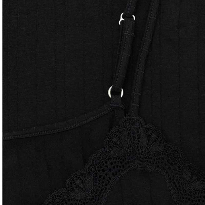 Caraco à rayures satinées et dentelle - 92% coton bio - GOTS, Fairtrade