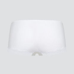 Shorty à rayures satinées et dentelle - 92% coton bio - GOTS, Fairtrade